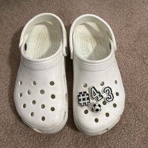 CROCS Kids White Sandals with Sports Charm